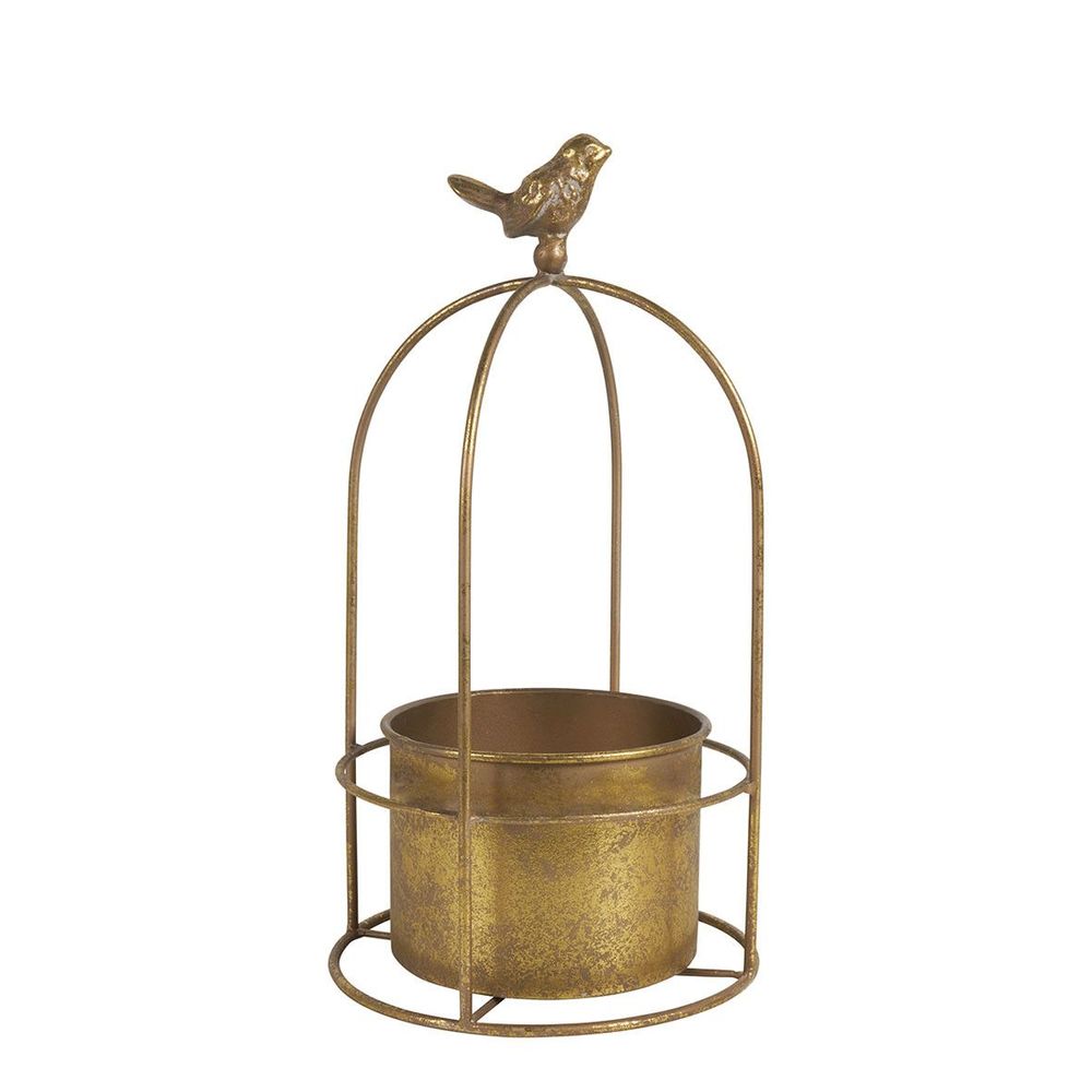 Objets de décoration - Cache-pot Cage à oiseau en métal doré - Petit modèle - ø 14 x 29 cm - MATHILDE M.