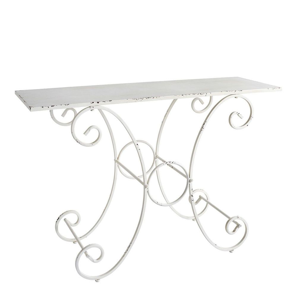 Console table - Rectangular country garden table in white metal - 120 x 40 x 81 cm - MATHILDE M.