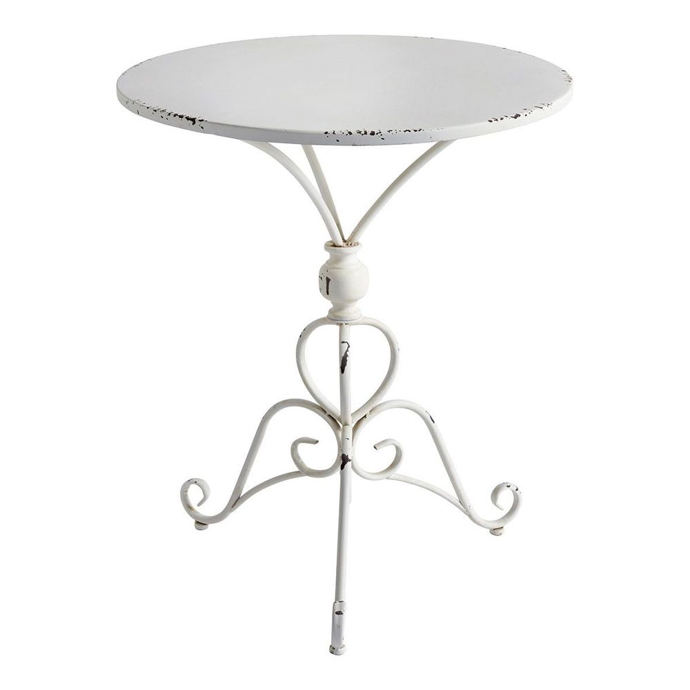 Console table - Round country garden table in white metal - 60 x 60 x 72 cm - MATHILDE M.