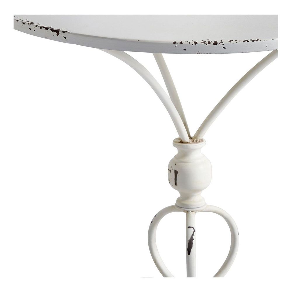 Console table - Round country garden table in white metal - 60 x 60 x 72 cm - MATHILDE M.