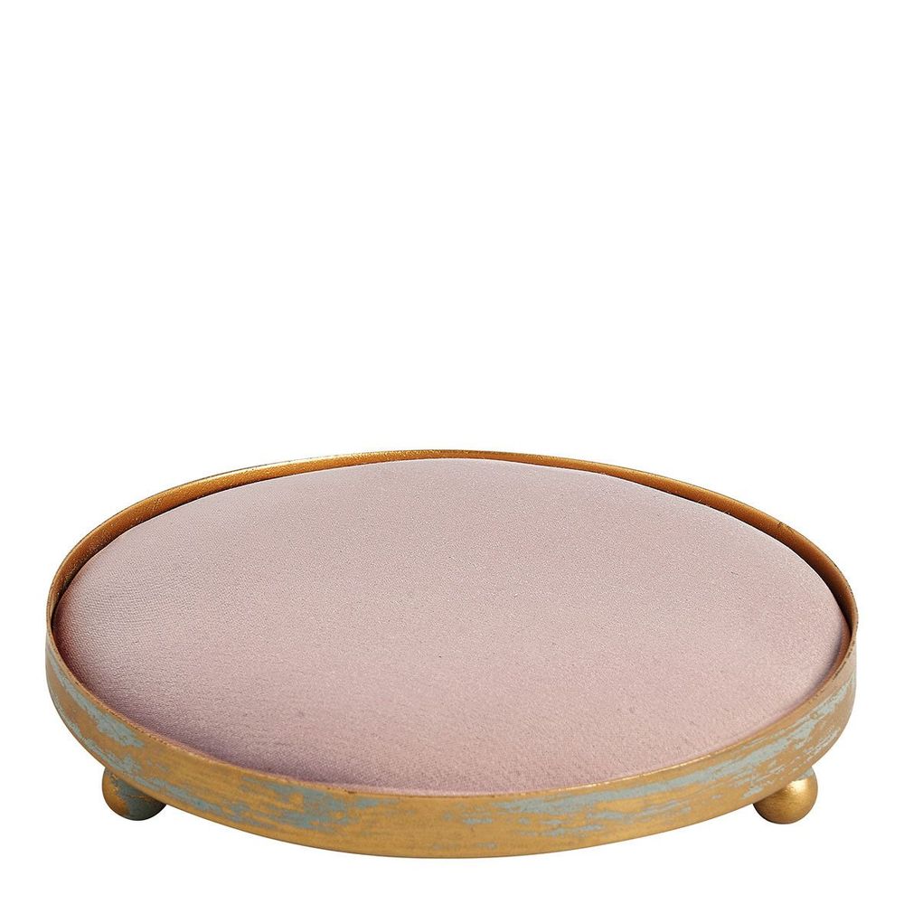 Plats et saladiers - Plateau rond tapissier pour décor parfumé - Rose - MATHILDE M.
