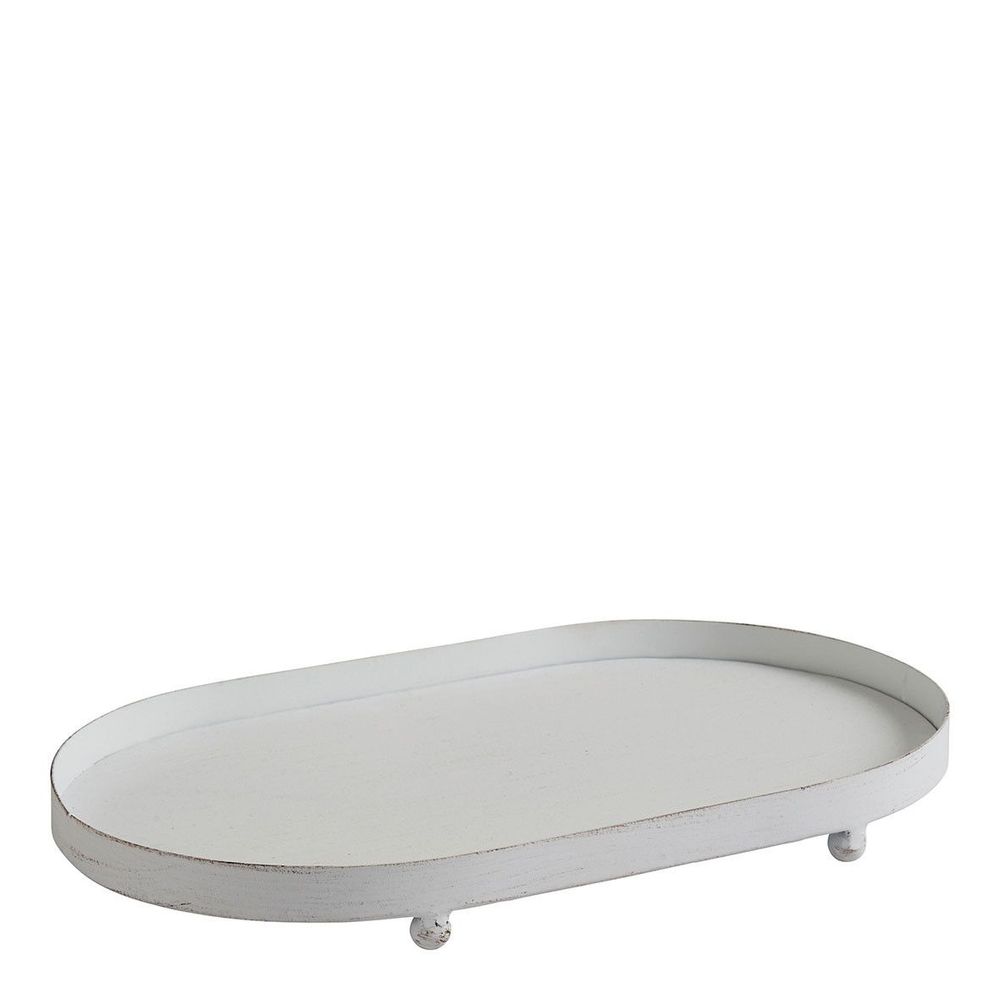 Plats et saladiers - Plateau ovale en métal blanc - 25 x 15 x 2,5 cm - MATHILDE M.