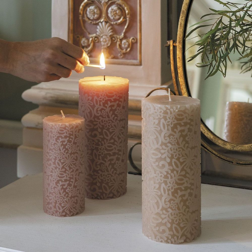 Candles - Scented decorative candle Pink flower - Large model - H. 20 cm - MATHILDE M.