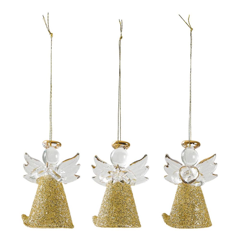 Objets de décoration - Coffret de 3 petits anges en verre pailletés dorés - MATHILDE M.