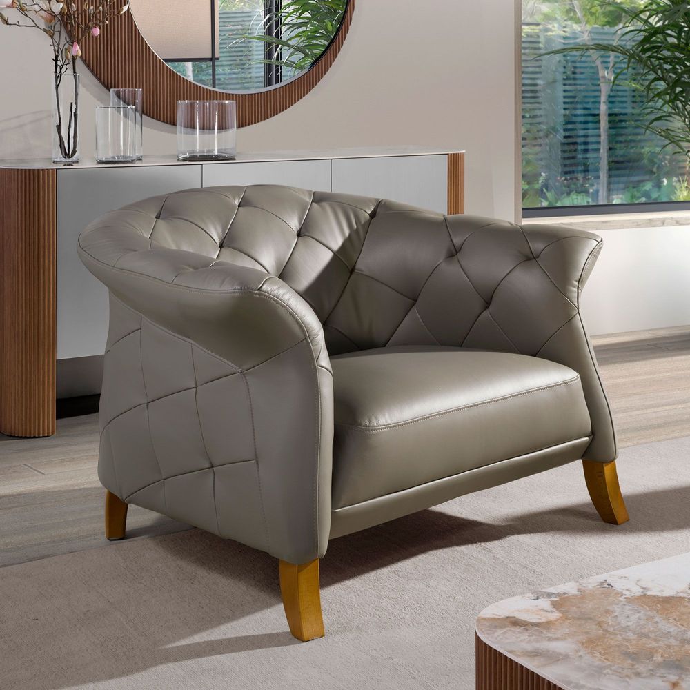 Fauteuils - Fauteuil en cuir gris - ANGEL CERDÁ