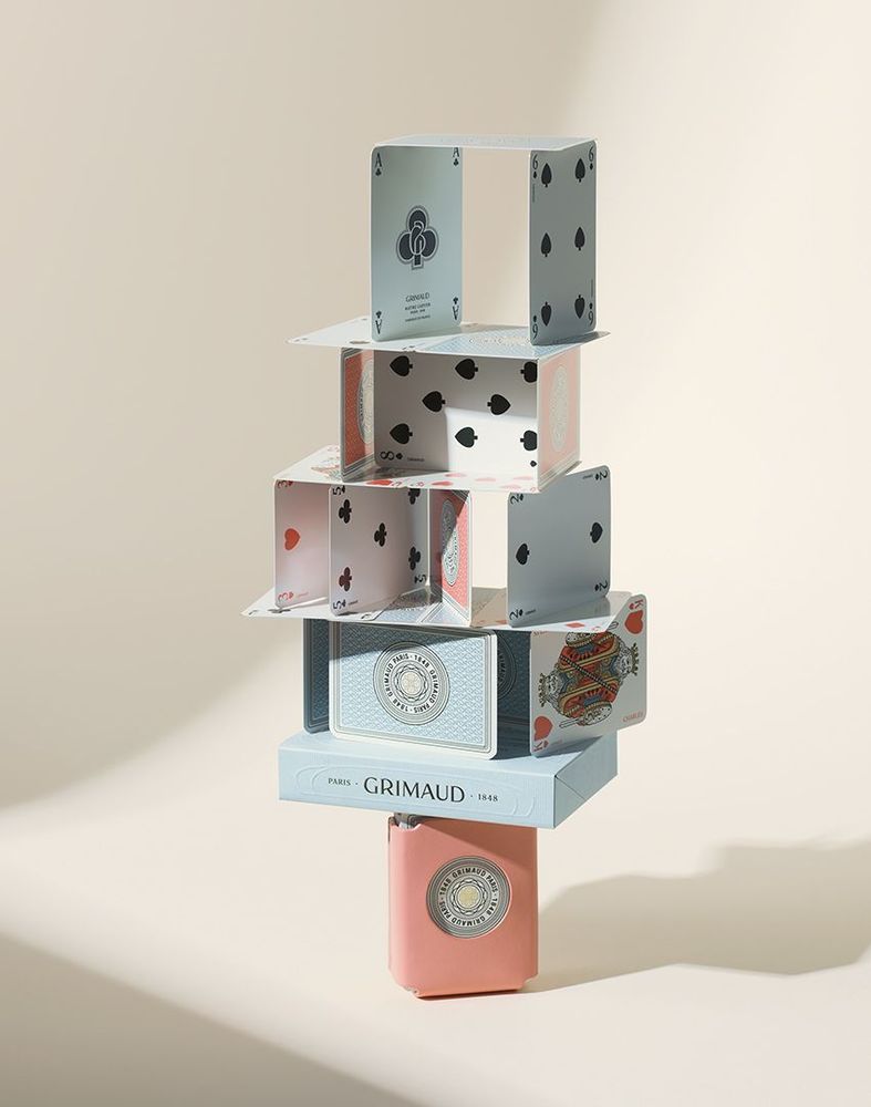 Cadeaux - Jeu de bridge Bleu Dauphin dans son écrin en cuir de pomme - GRIMAUD PARIS