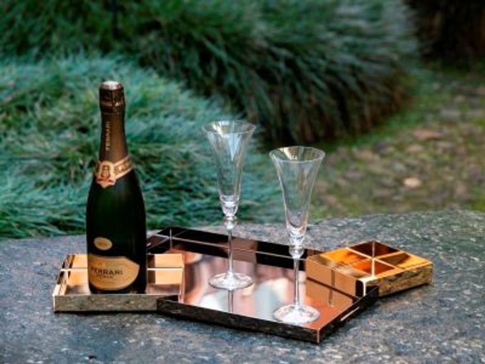 Objets design - Plateau design en acier inoxydable - doré 24 K et noir brillant - ELLEFFE DESIGN