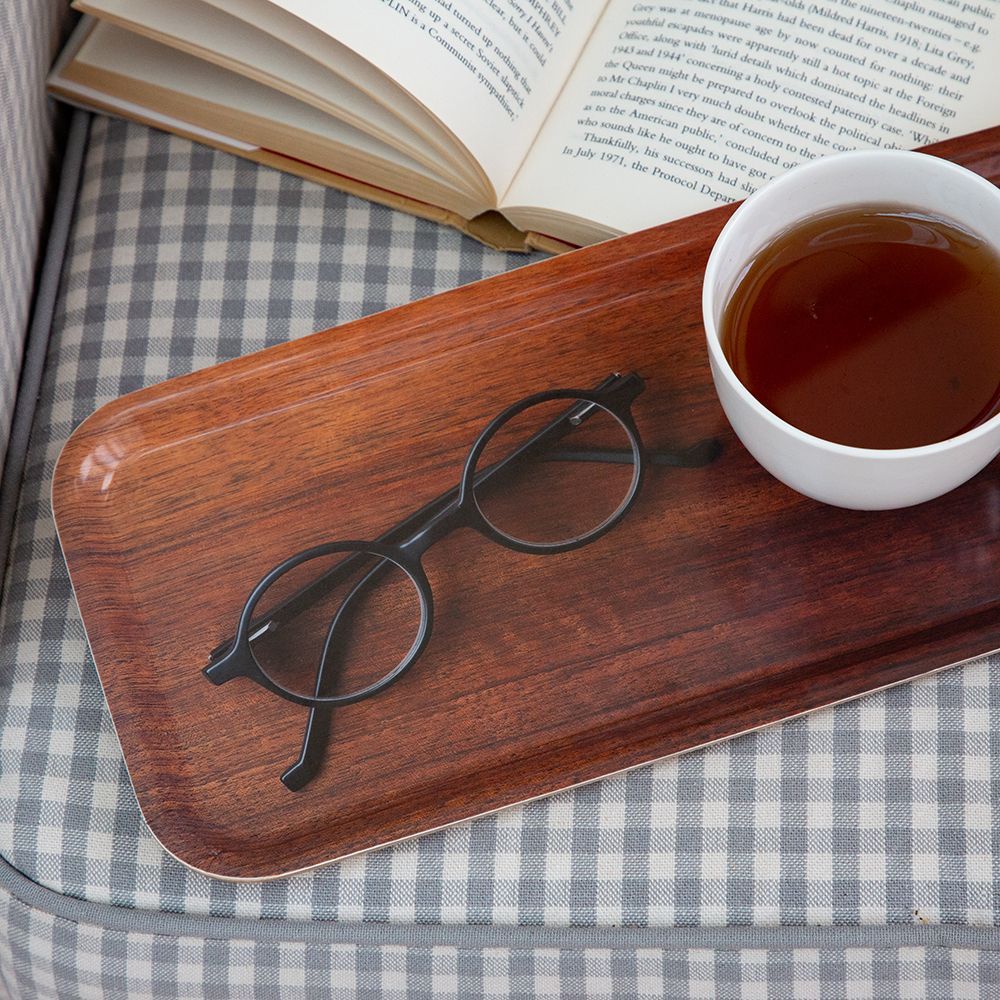 Range-tout - Plateau de service long en bois - Lunettes en trompe-l'œil 15x32 cm - MONBOPLATO