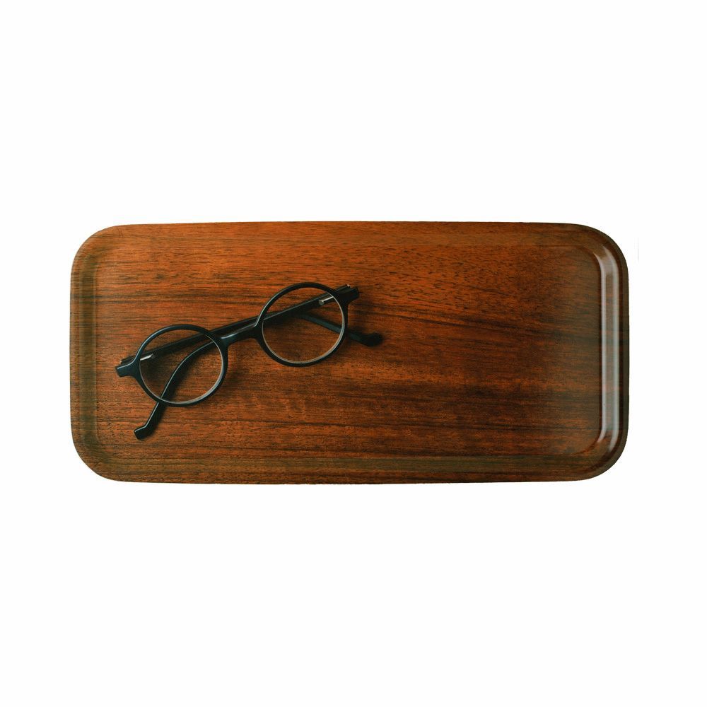 Range-tout - Plateau de service long en bois - Lunettes en trompe-l'œil 15x32 cm - MONBOPLATO