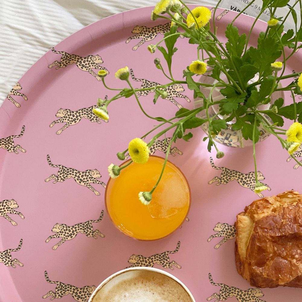 Platter and bowls - Yellow Leopard Round Serving Tray - 38 cm - BLU KAT