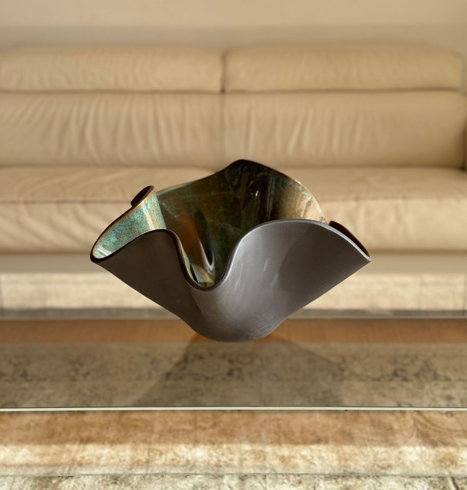 Céramique - GRANDE COUPE ONDULÉE - COLLECTION BLACK FIORE - DI VINCENZO POUJOULA