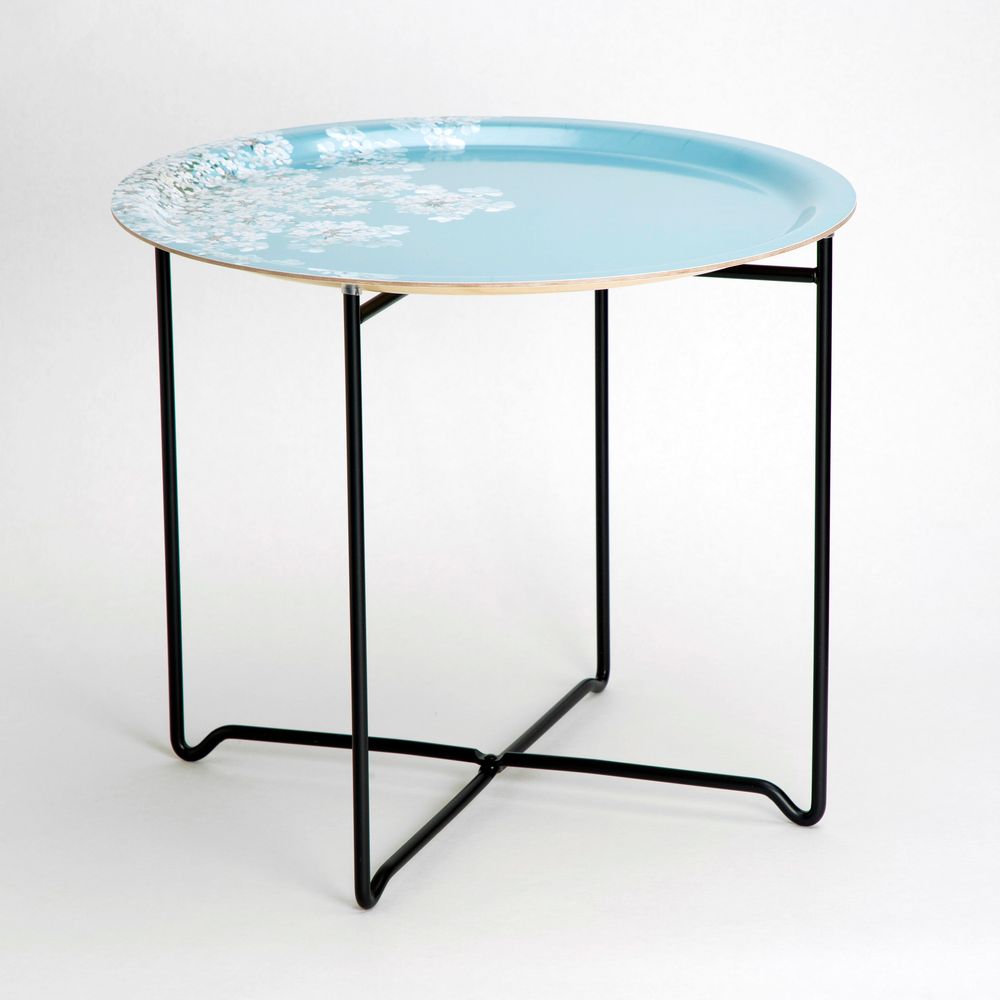 Coffee tables - Round side table with removable wooden tray 49 cm - Wildflowers - MONBOPLATO