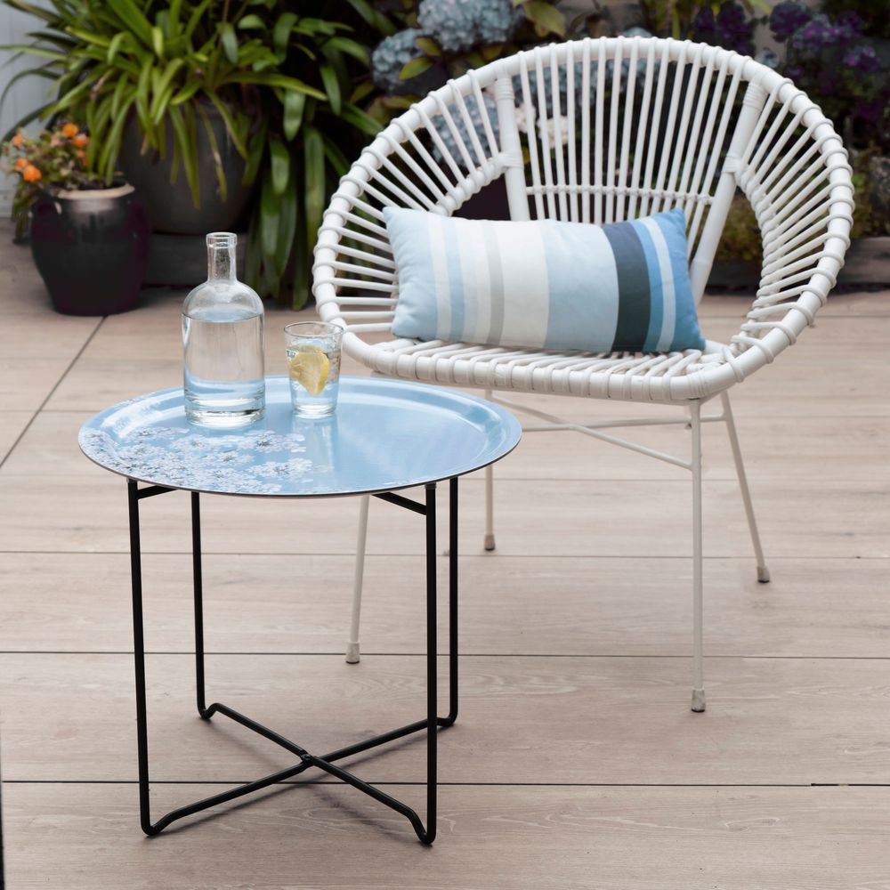 Coffee tables - Round side table with removable wooden tray 49 cm - Wildflowers - MONBOPLATO