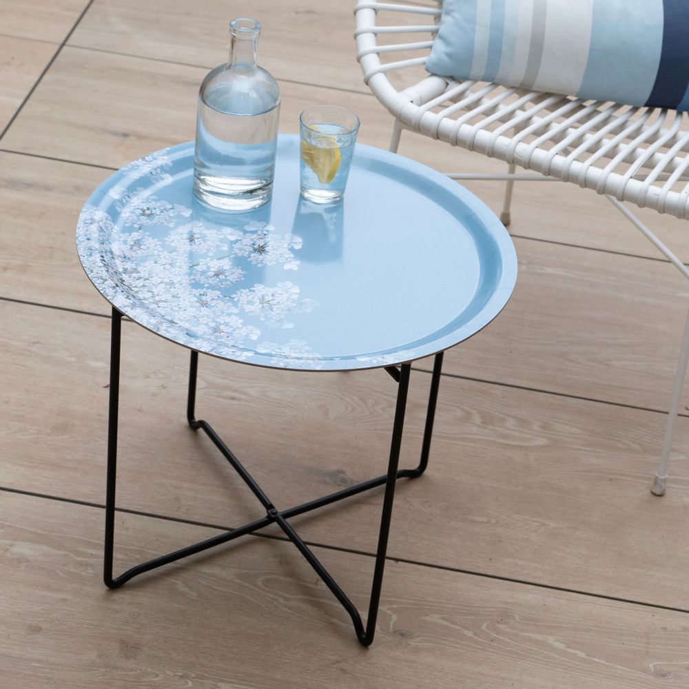 Coffee tables - Round side table with removable wooden tray 49 cm - Wildflowers - MONBOPLATO
