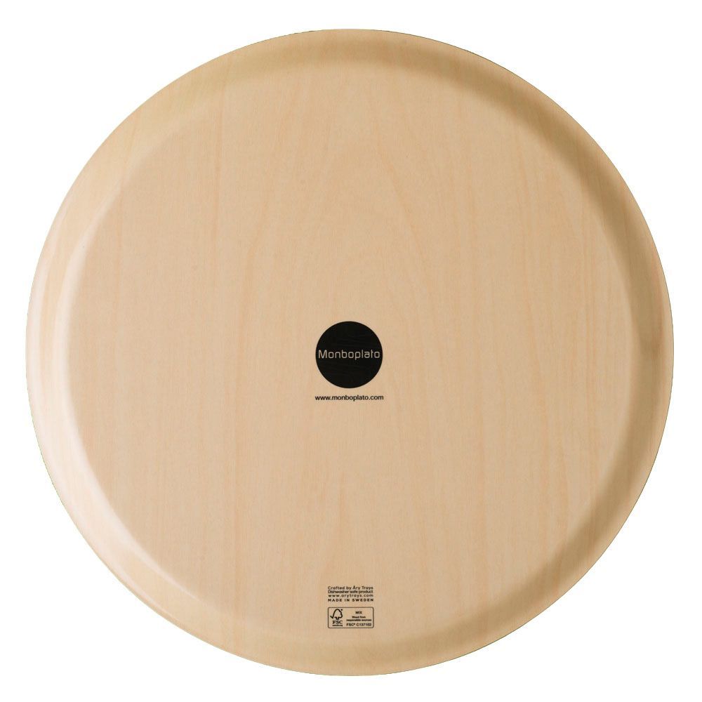 Ustensiles de cuisine - Plateau de service rond en bois - Tire bouchon en trompe-l'œil 38 cm - MONBOPLATO