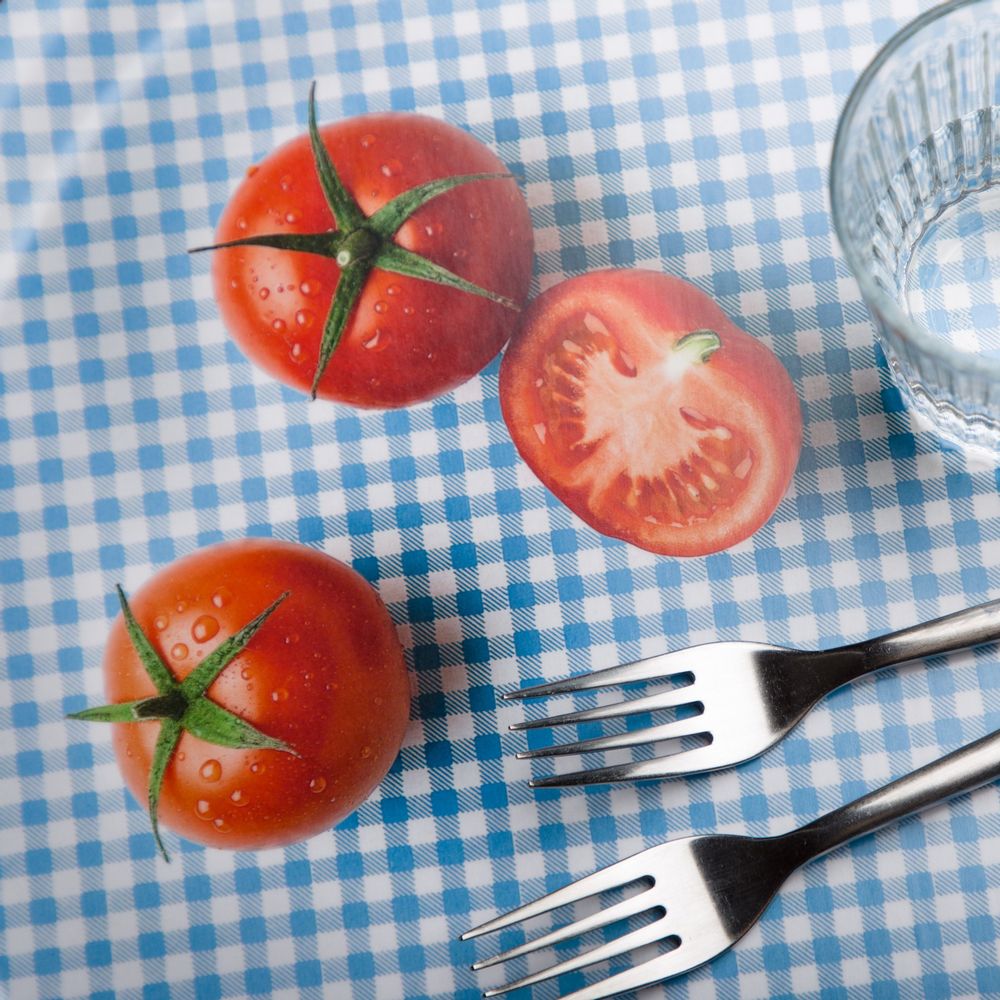 Trays - Round wooden serving tray - Trompe-l'oeil tomatoes 38 cm - MONBOPLATO