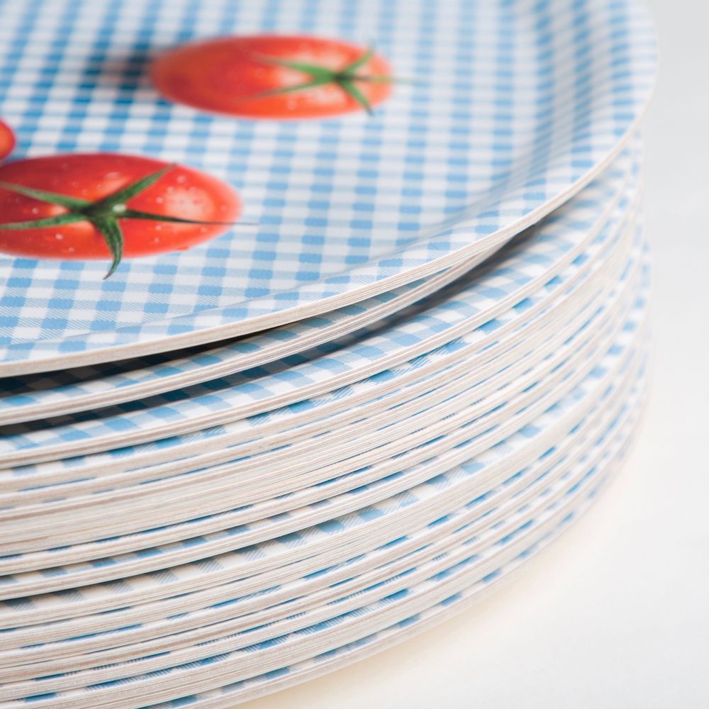 Trays - Round wooden serving tray - Trompe-l'oeil tomatoes 38 cm - MONBOPLATO