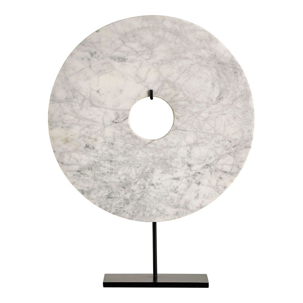 Decorative objects - CIRCLE statue on foot in white marble and metal - BLANC D'IVOIRE