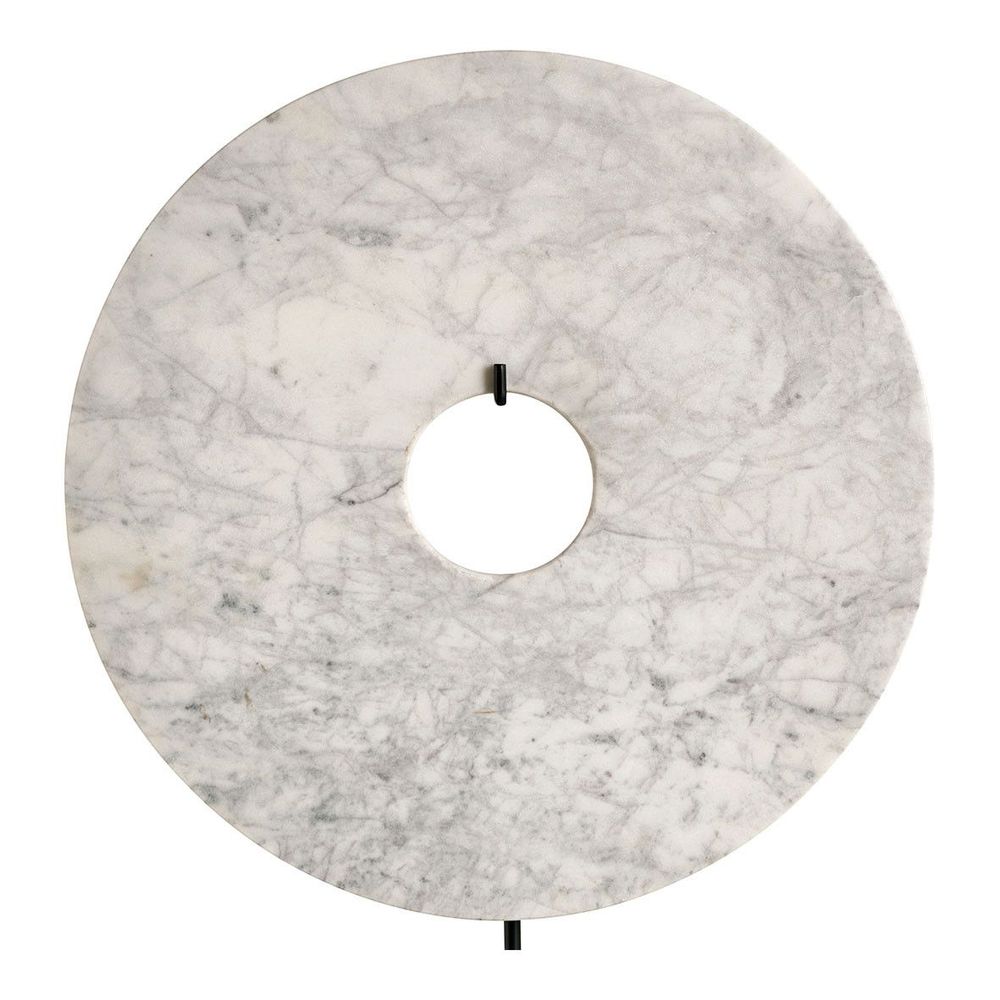 Decorative objects - CIRCLE statue on foot in white marble and metal - BLANC D'IVOIRE