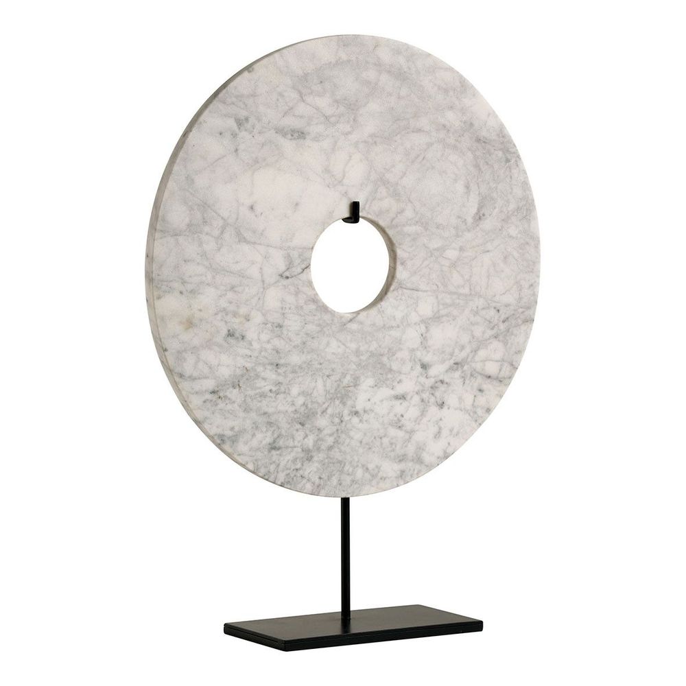 Decorative objects - CIRCLE statue on foot in white marble and metal - BLANC D'IVOIRE