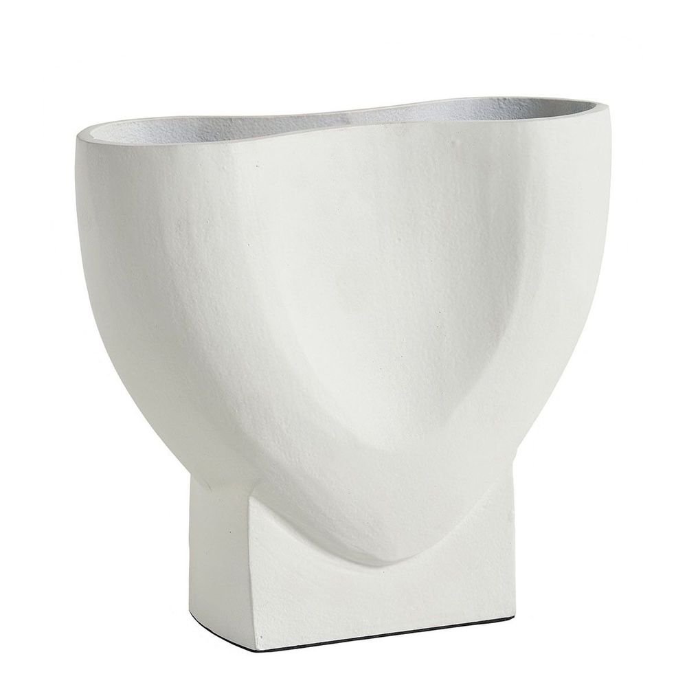Vases - Vase CELESTE en métal blanc - Petit modèle - H. 21 cm - BLANC D'IVOIRE