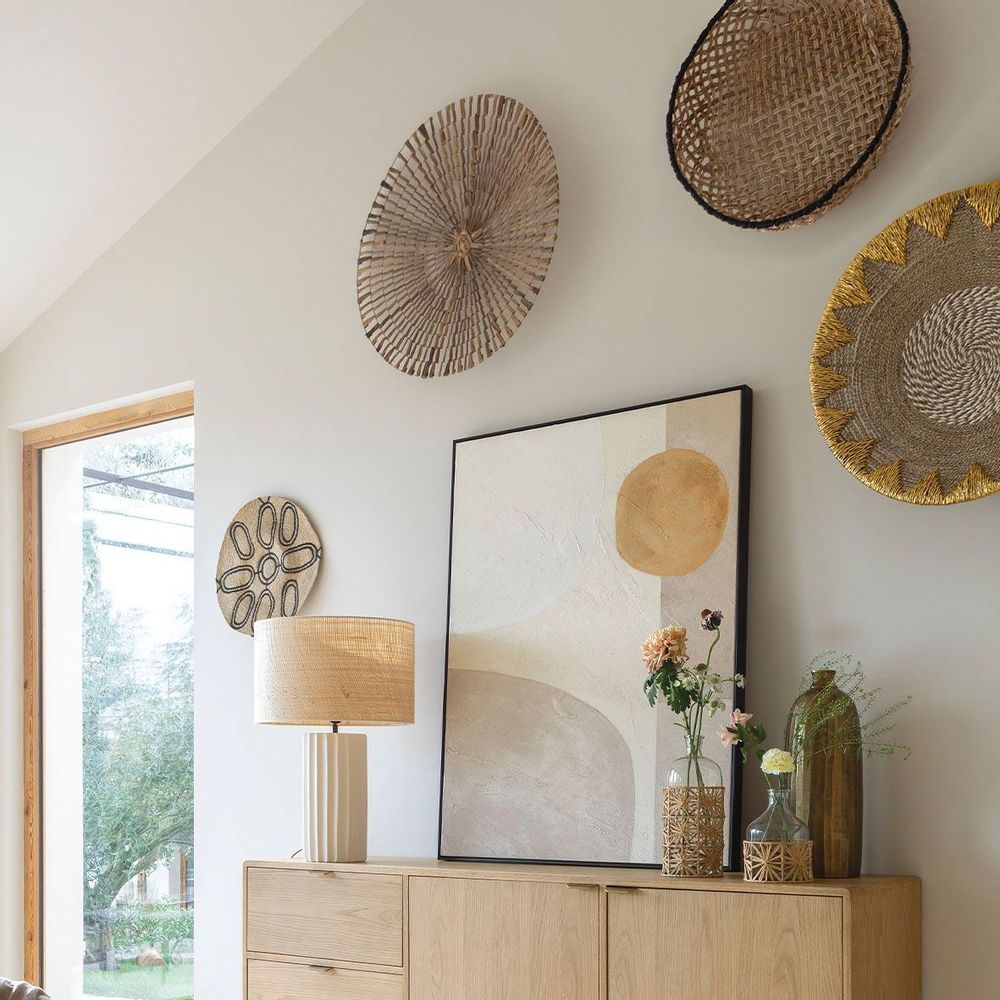 Poster - MODA wall decoration in seagrass - ø 46 cm - BLANC D'IVOIRE