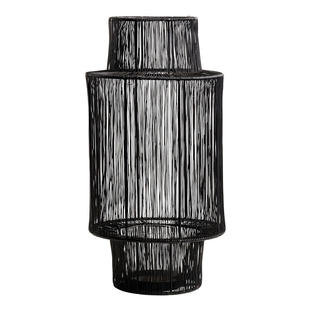Candlesticks and candle holders - ARIANE lantern in black metal - Large model - H. 45 cm - BLANC D'IVOIRE