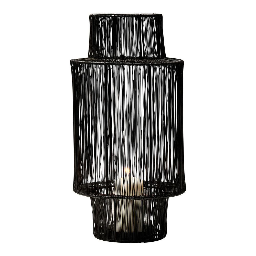 Candlesticks and candle holders - ARIANE lantern in black metal - Large model - H. 45 cm - BLANC D'IVOIRE