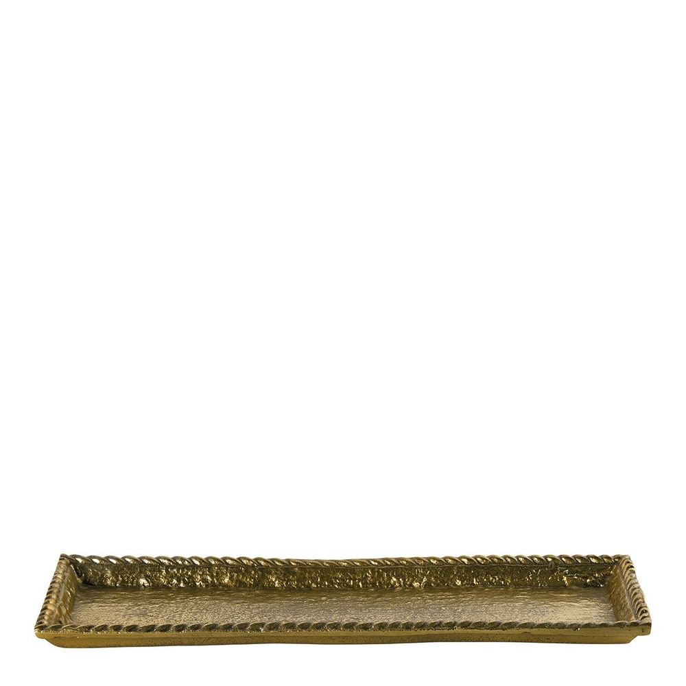 Platter and bowls - Set of 2 TORSADE trays in aged brass finish metal - BLANC D'IVOIRE