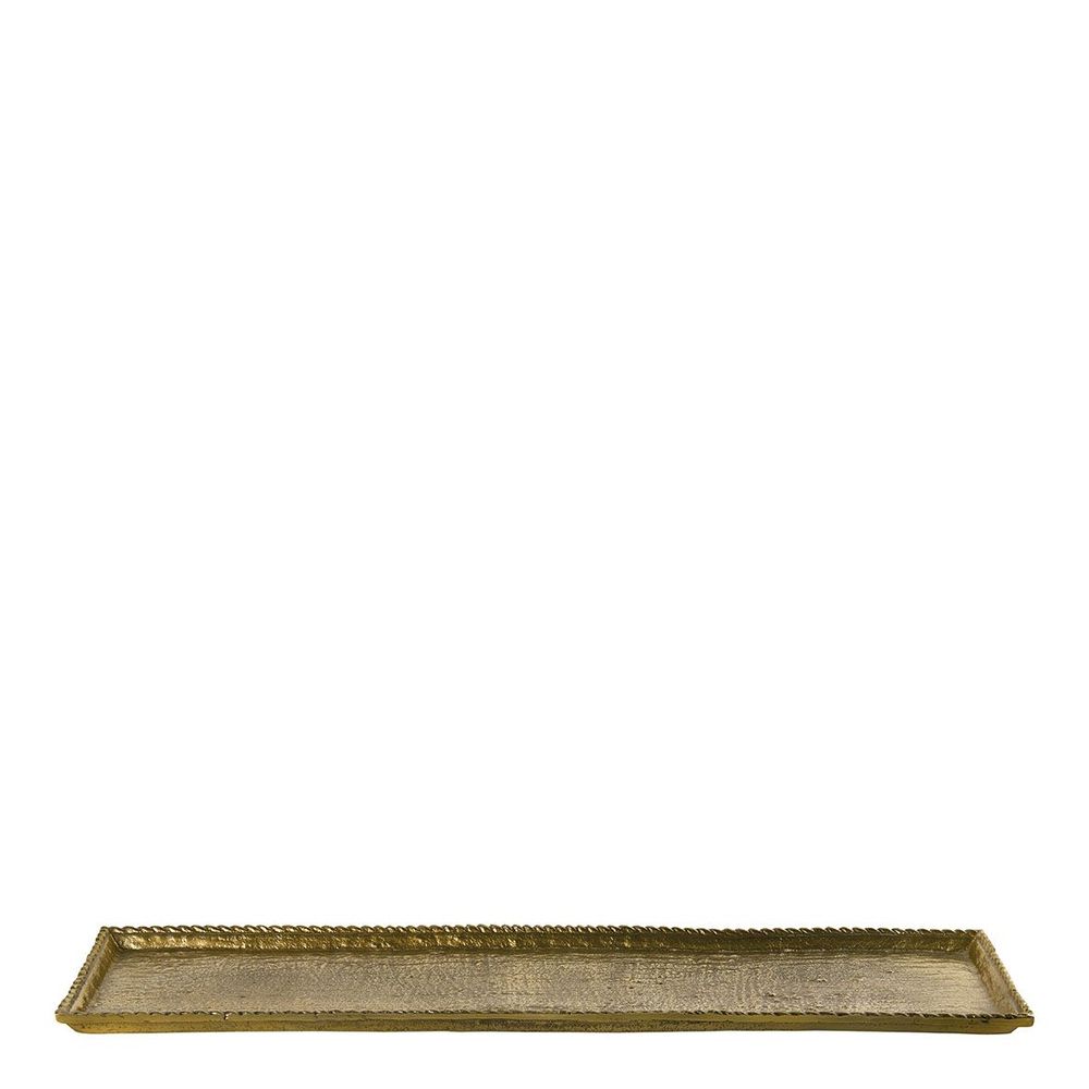 Platter and bowls - Set of 2 TORSADE trays in aged brass finish metal - BLANC D'IVOIRE
