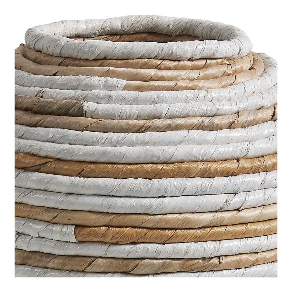 Objets de décoration - Jarre décorative GOA en abaca - Naturel et blanc - BLANC D'IVOIRE
