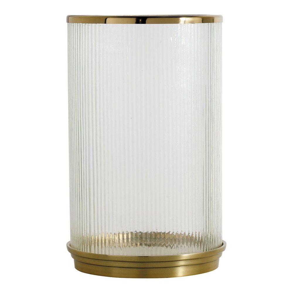 Candlesticks and candle holders - OSCAR tealight holder in ribbed glass and gold metal - Large model - ø 24.5 x 38.5 cm - BLANC D'IVOIRE