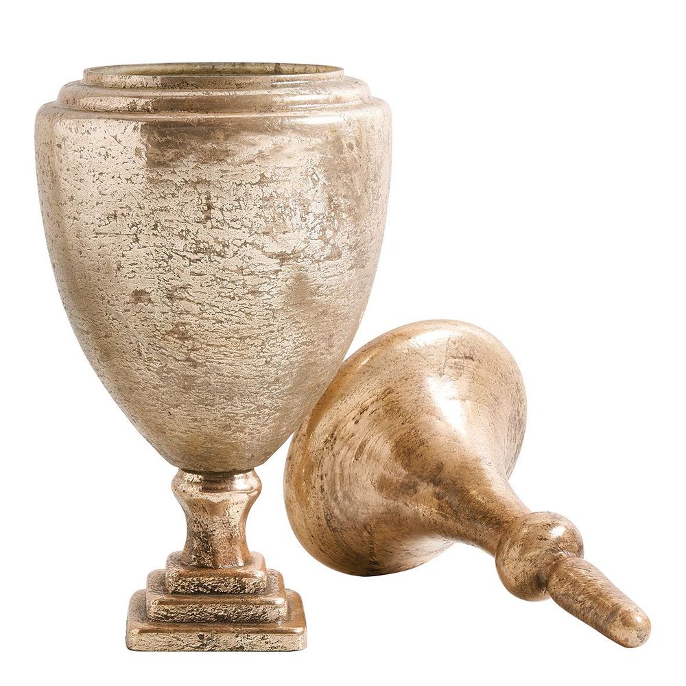 Decorative objects - DAPHNE jar pot in mercury glass with antique silver finish - BLANC D'IVOIRE
