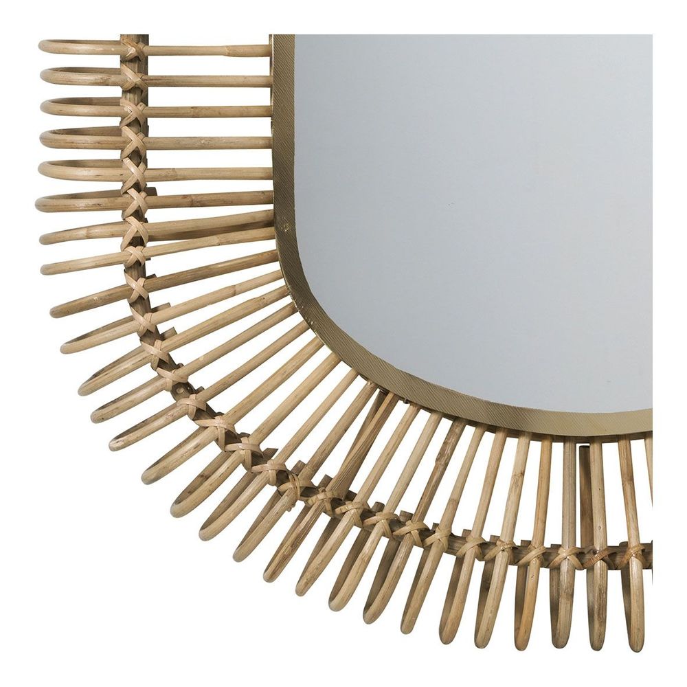 Mirrors - SALOME oval mirror in rattan and metal - Large model - H. 105 cm - BLANC D'IVOIRE