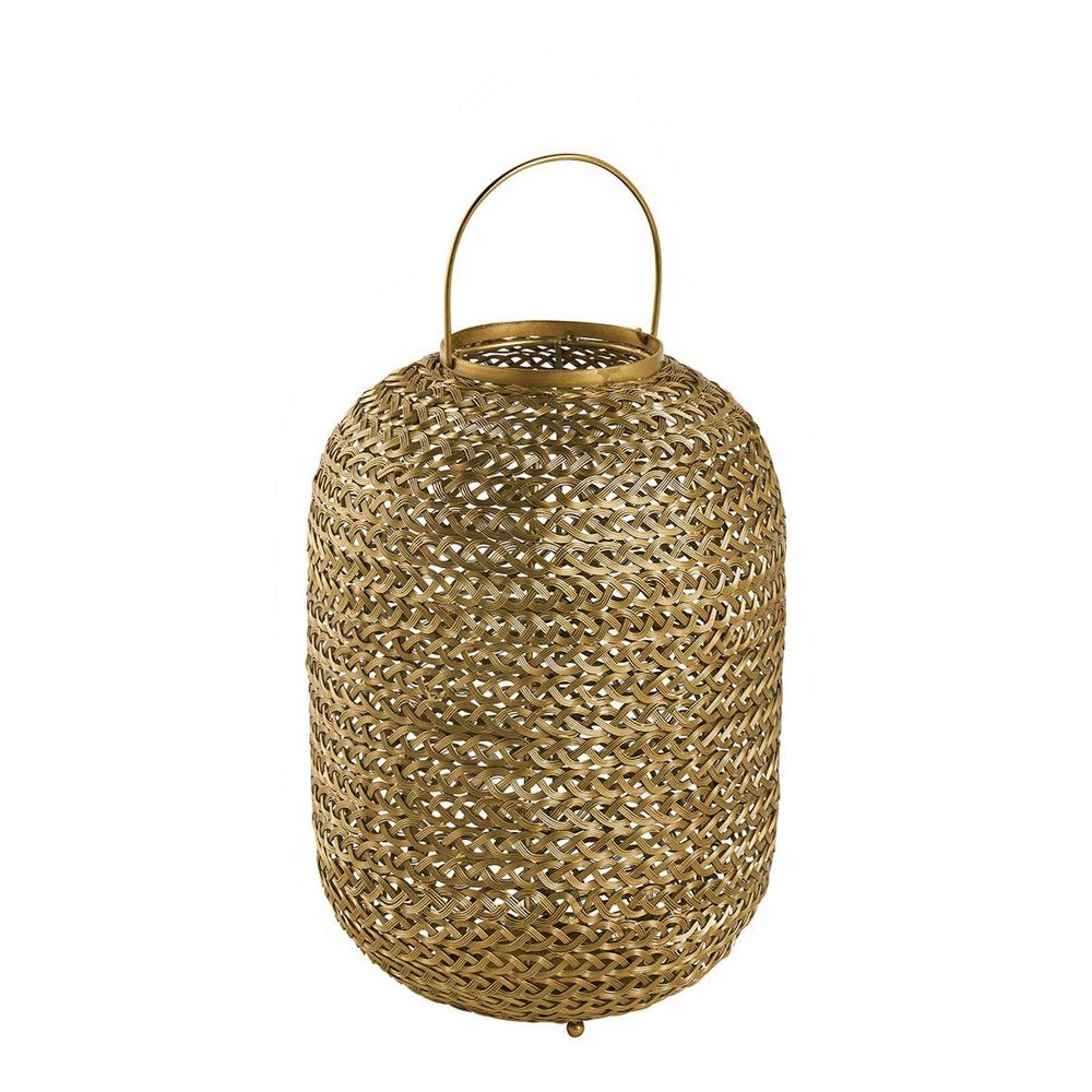 Bougeoirs et photophores - Lanterne APOLLO en métal tissé doré - Petit modèle - ø 32 x 47 cm - BLANC D'IVOIRE