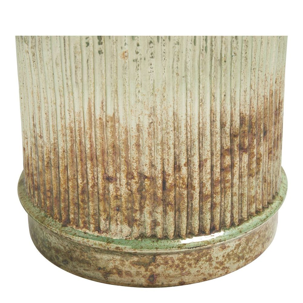 Bougeoirs et photophores - Photophore vase Strié doré oxydé - BLANC D'IVOIRE