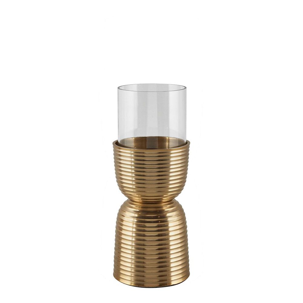 Candlesticks and candle holders - COMETE tealight holder in gold metal - H. 27 cm - BLANC D'IVOIRE