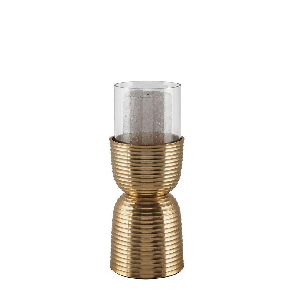 Candlesticks and candle holders - COMETE tealight holder in gold metal - H. 27 cm - BLANC D'IVOIRE