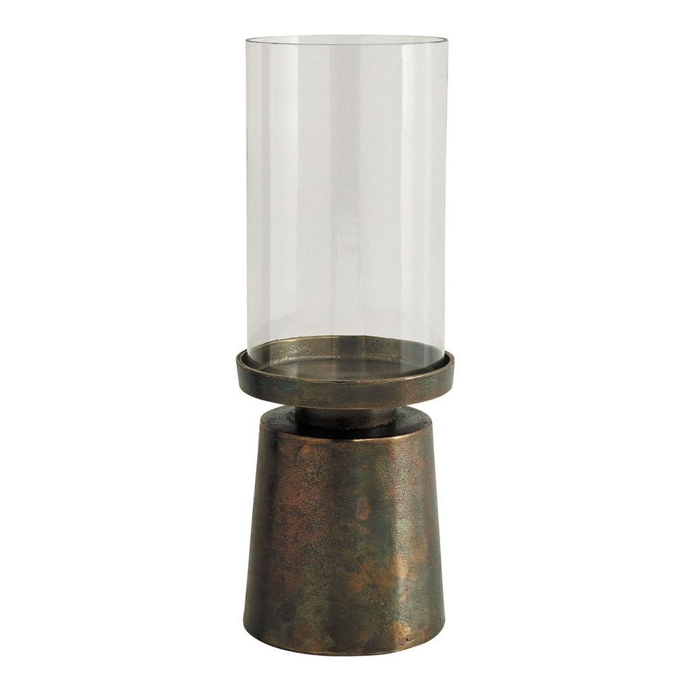 Candlesticks and candle holders - DANAÉ tealight holder in glass and gold metal - Small model - ø 16.5 x 45 cm - BLANC D'IVOIRE