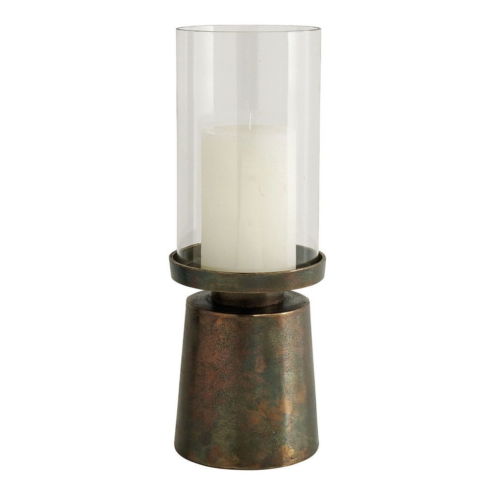 Candlesticks and candle holders - DANAÉ tealight holder in glass and gold metal - Small model - ø 16.5 x 45 cm - BLANC D'IVOIRE