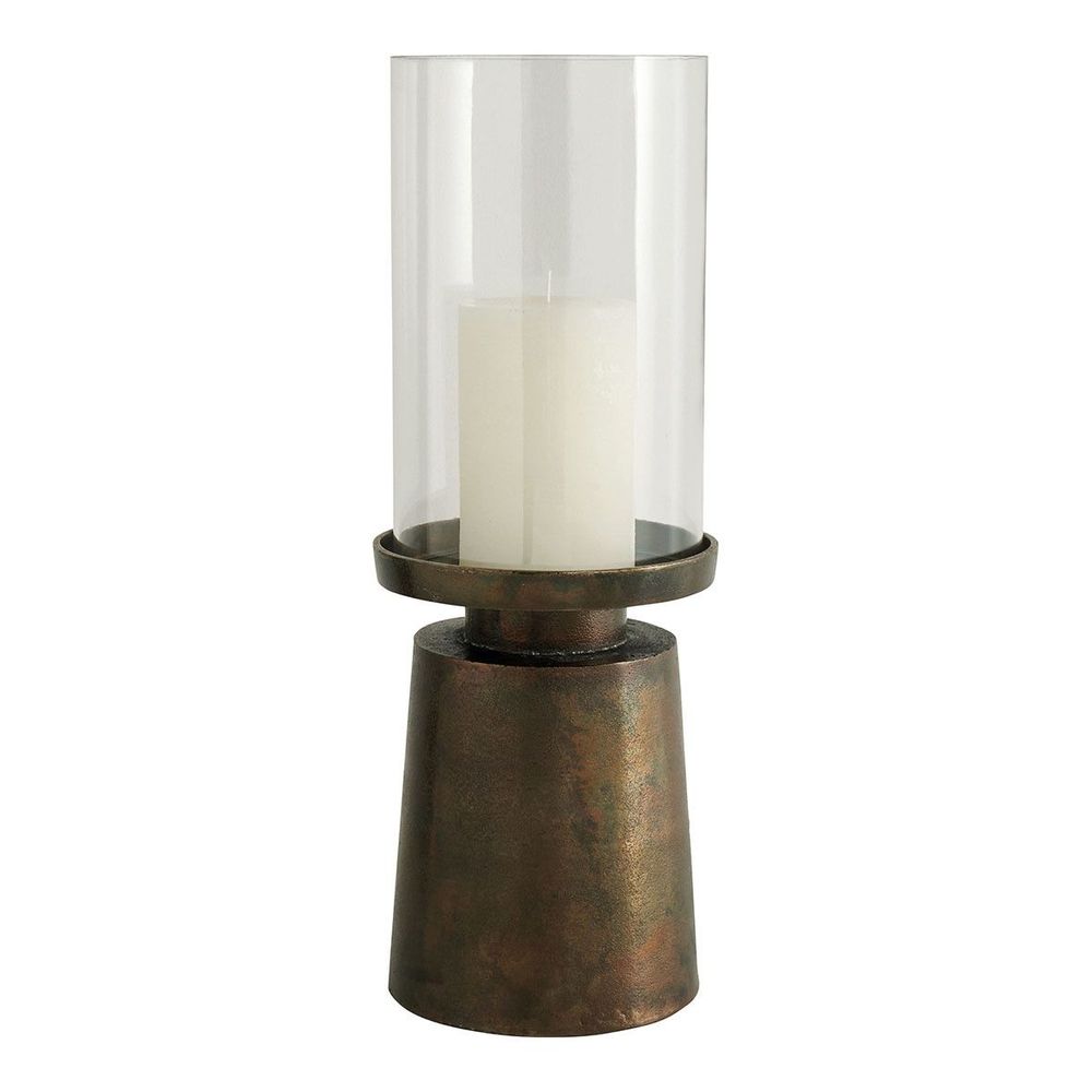 Candlesticks and candle holders - DANAÉ tealight holder in glass and gold metal - Large model - ø 19.5 x 53 cm - BLANC D'IVOIRE