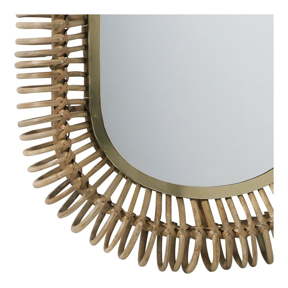 Mirrors - SALOME oval mirror in rattan and metal - Small model - H. 70 cm - BLANC D'IVOIRE