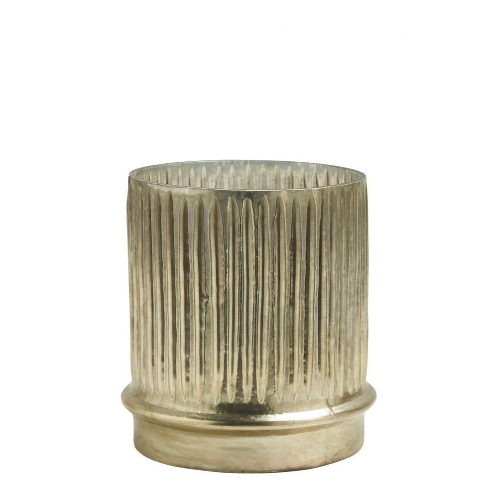 Candlesticks and candle holders - Gold Striated Vase Tealight Holder - BLANC D'IVOIRE