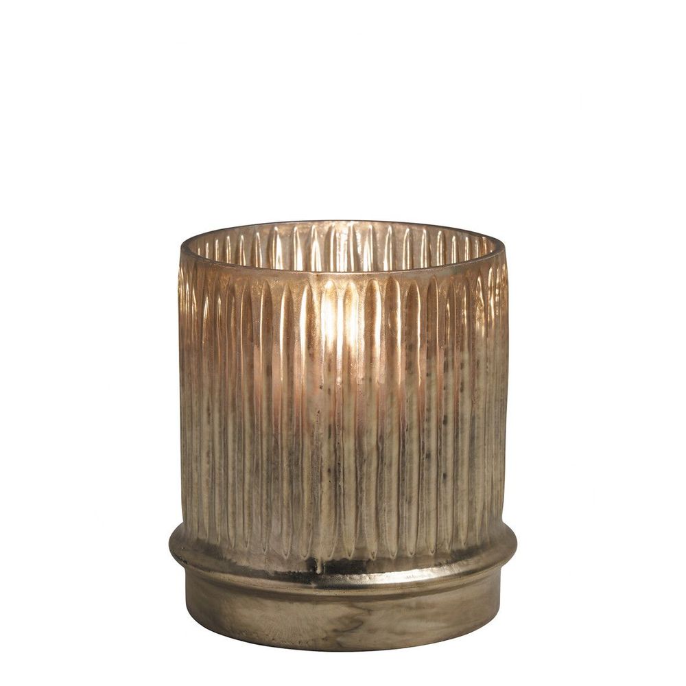 Candlesticks and candle holders - Gold Striated Vase Tealight Holder - BLANC D'IVOIRE