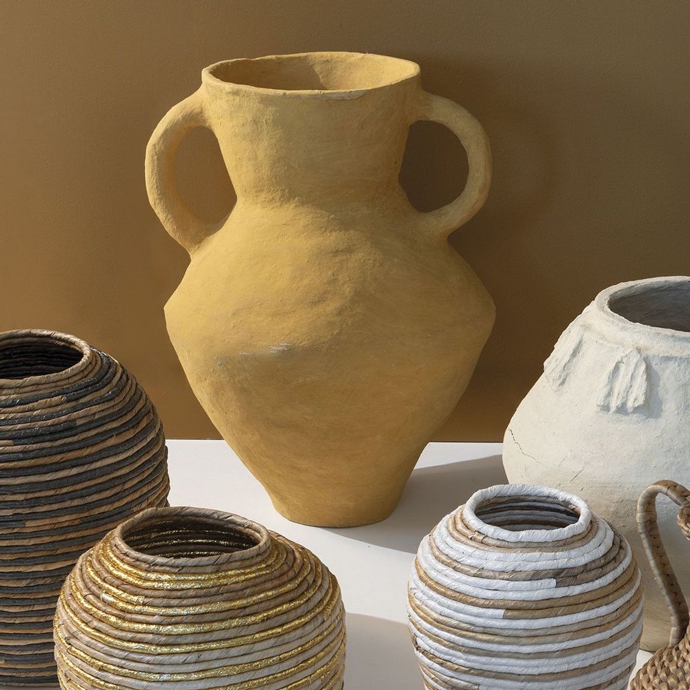 Vases - CALISTA decorative amphora vase in papier maché - ø 45 x 60 cm - BLANC D'IVOIRE