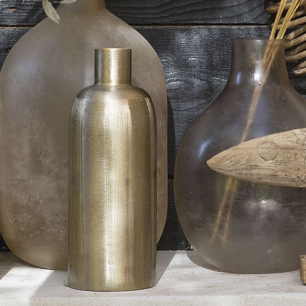 Vases - Vase ELIAS en métal doré - Grand modèle - H. 35 cm - BLANC D'IVOIRE