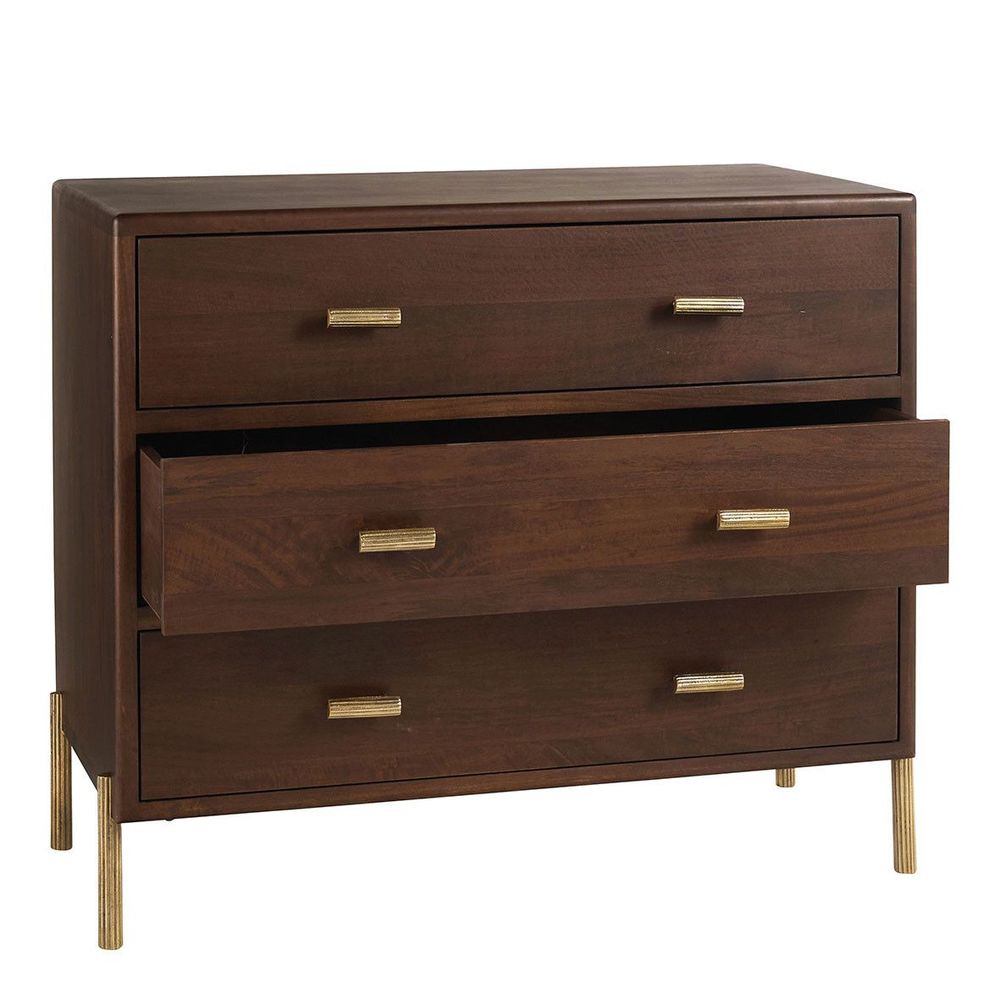 Commodes - Commode VICTOR en manguier ciré finition noyer - BLANC D'IVOIRE