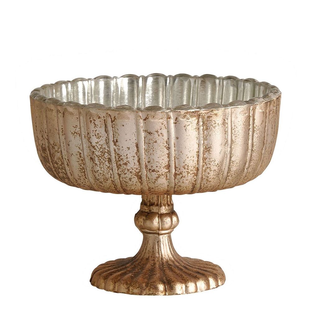 Decorative objects - COTELEE cup in antique silver mercury glass - ? 14cm - BLANC D'IVOIRE