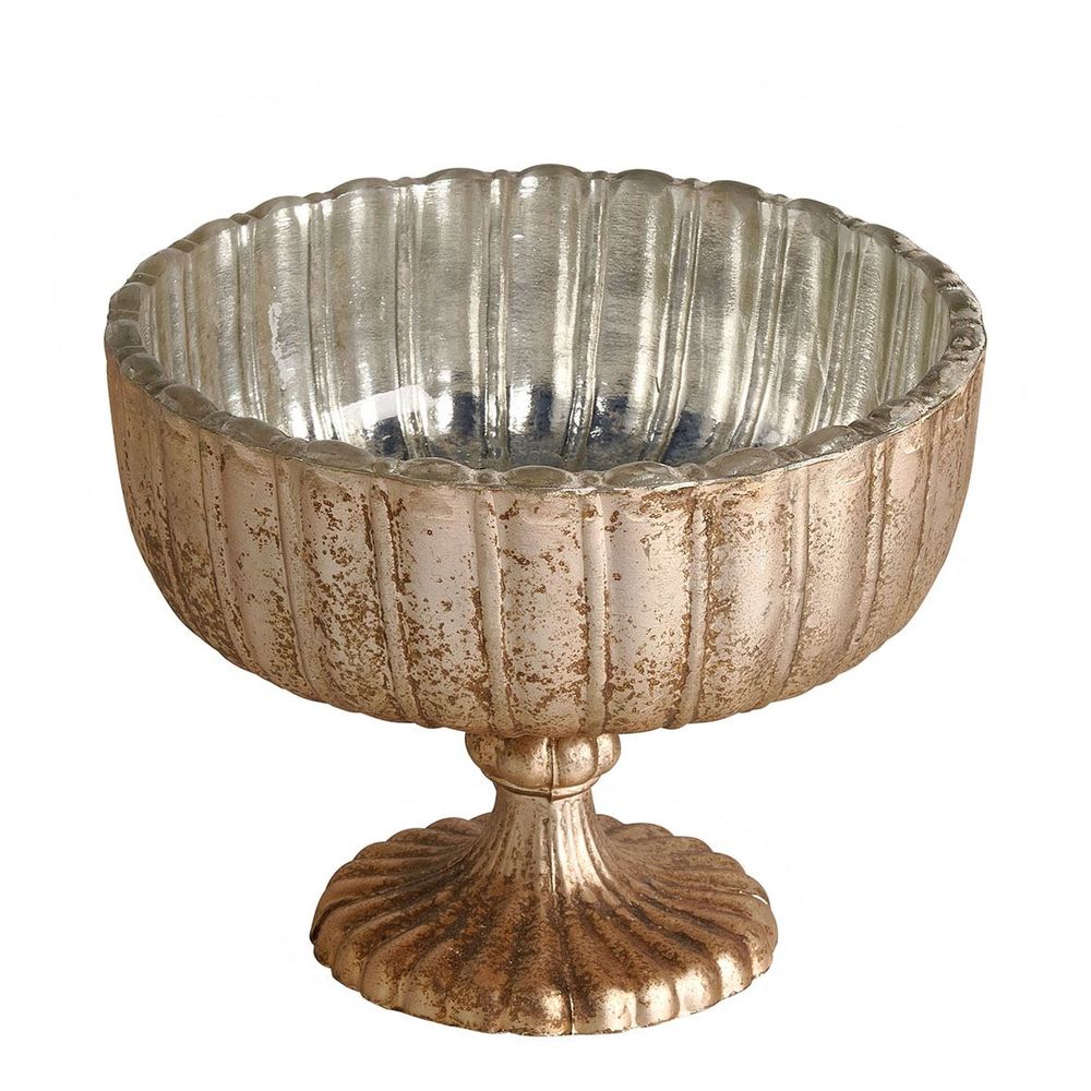 Decorative objects - COTELEE cup in antique silver mercury glass - ? 14cm - BLANC D'IVOIRE