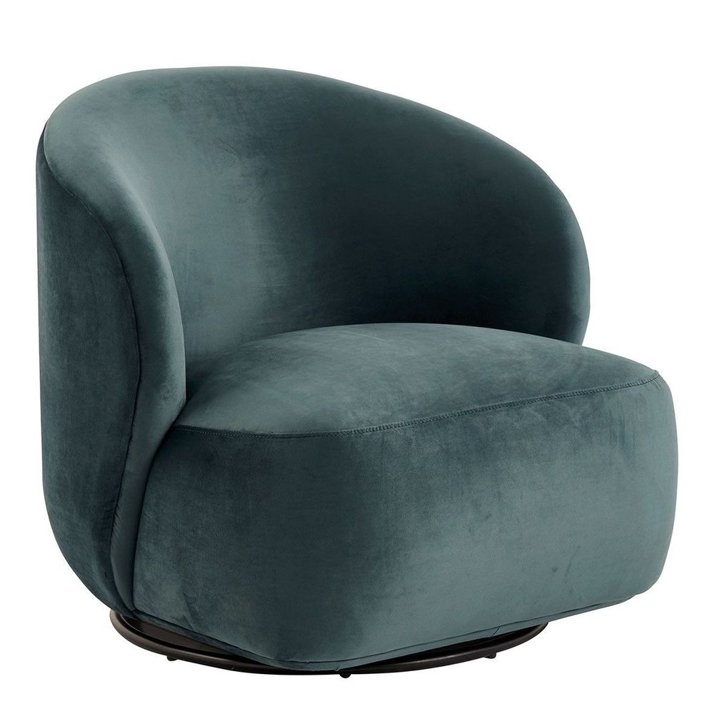 Armchairs - LISETTE armchair in velvet - Blue - BLANC D'IVOIRE